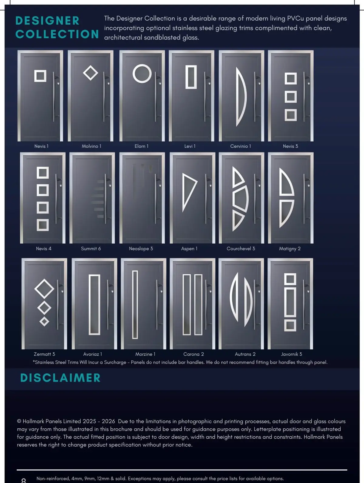 Designer Collection modern UPVC door panels with stainless steel glazing trims — Champs Locksmiths, Swansea