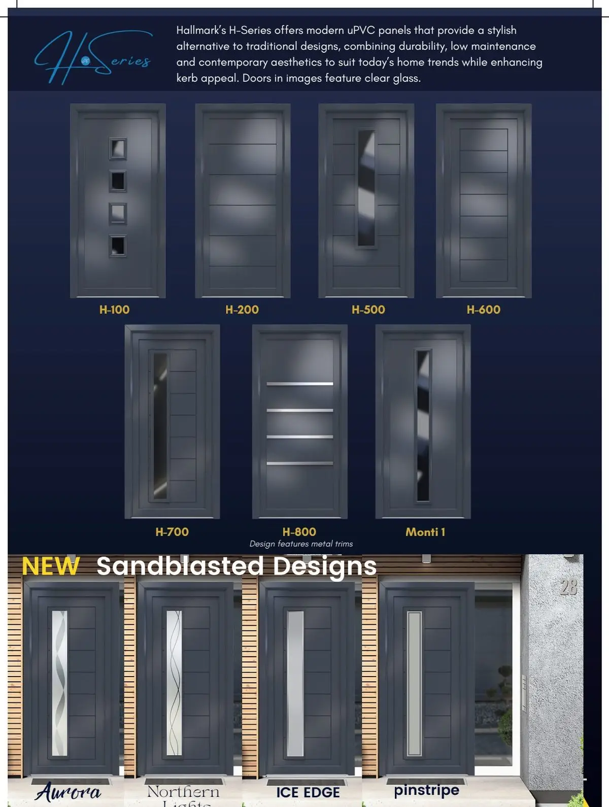 H-Series modern anthracite UPVC door panels with sandblasted glazing — Champs Locksmiths, Swansea